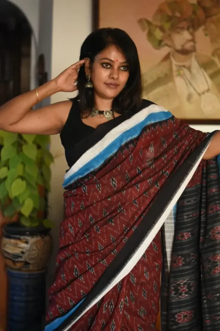 Maroon_Sambalpuri_Ikkat_Saree_SAIKMR001_featured