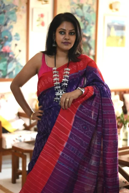 Violet_Sambalpuri_ikkat_Saree_SAIKVL001_featured