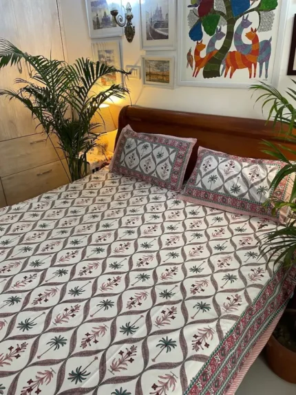 Palm_And_Floral_Block_Print_Bedsheet_BDHBWT002_featured