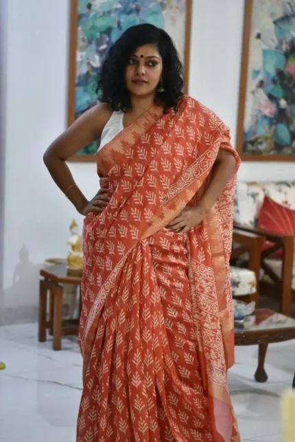 Peach_chanderi_block_print_saree_SACHPE002_featured