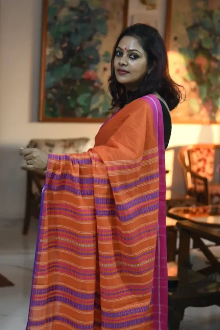 Orange_begumpuri_cotton_saree_SABGOR001_featured
