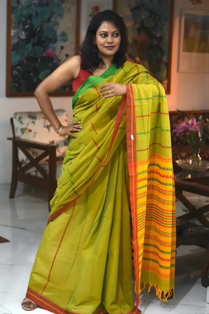 Yellow_Green_Begumpuri_Cotton _saree_SABGYG001_featured