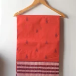 Red Dhaniakhali Handwoven Cotton Saree